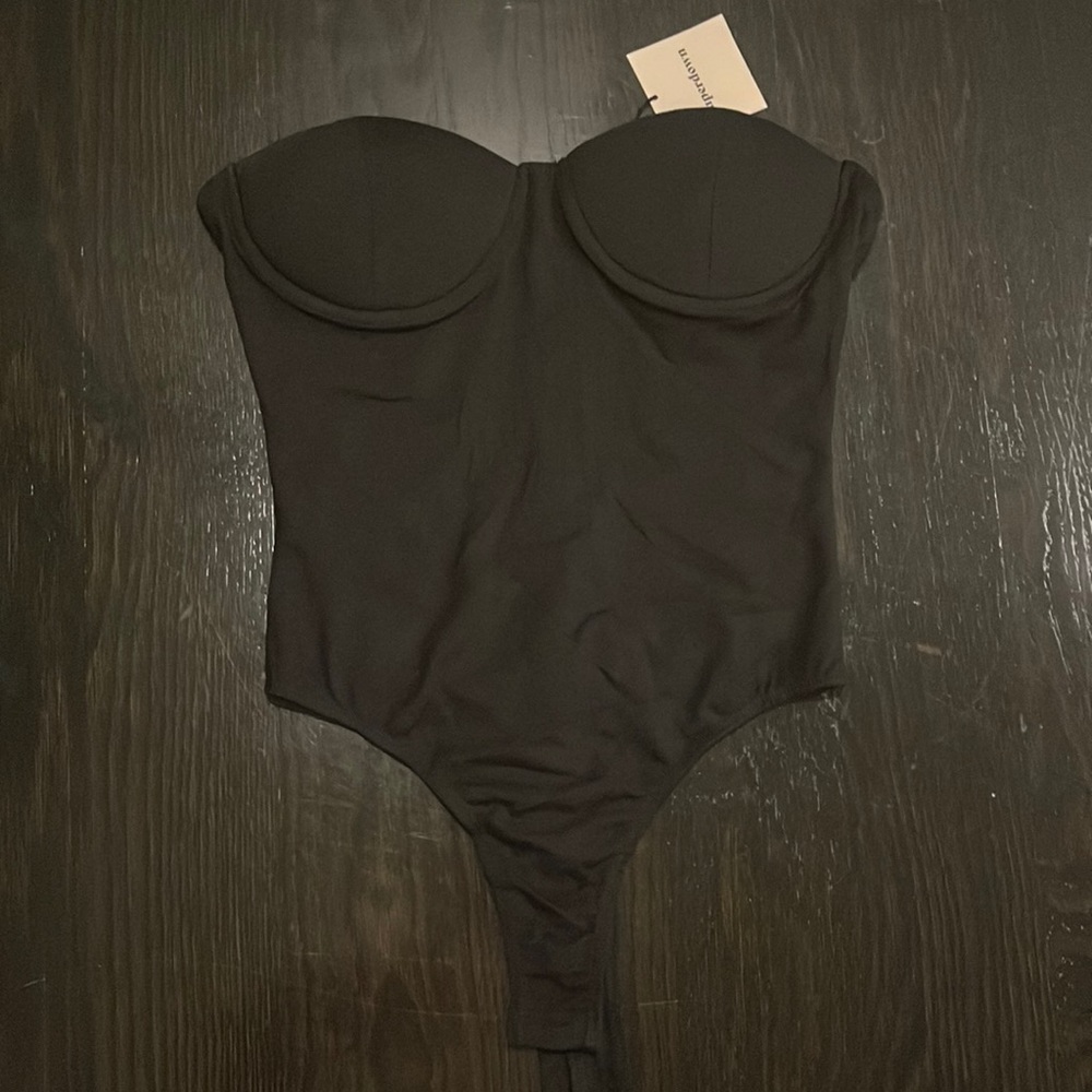 Black strapless bustier top